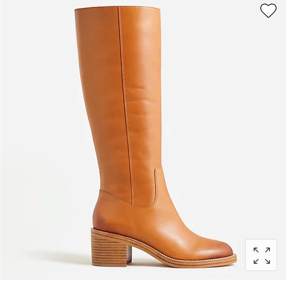 J. Crew Knee high stacked heel boots in leather BJ870 brown - Picture 2 of 10